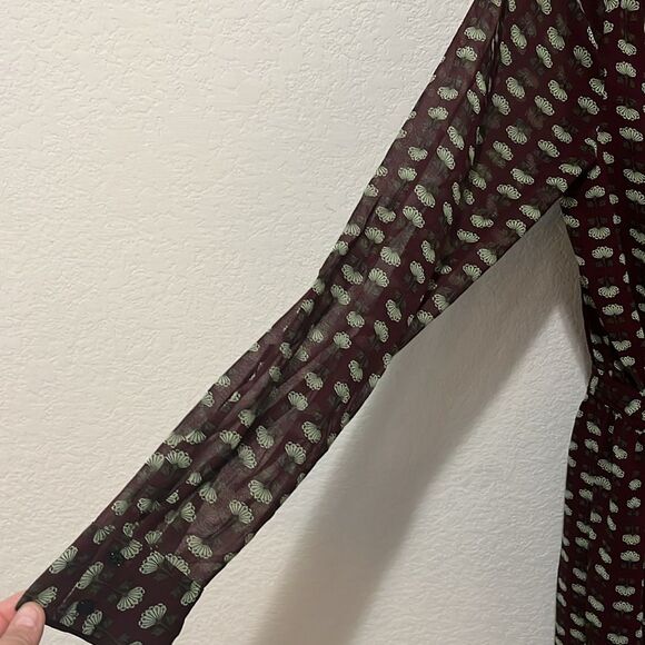 SCOTCH & SODA Atelier 4 Maroon Floral High-Low Wrap Dress, Size M - Picture 6 of 13